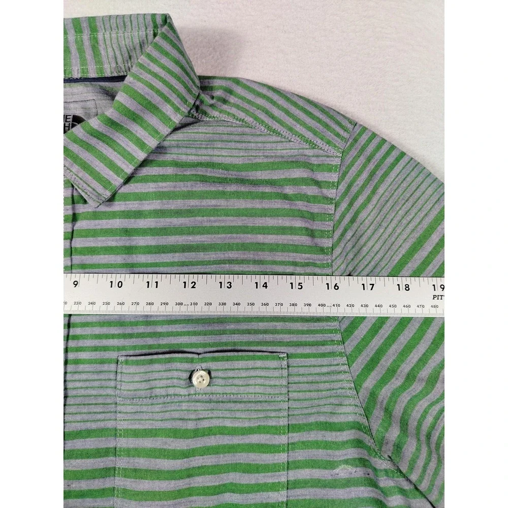 The North Face‎ Shirt Mens Large Green Stripe Short Sleeve Button Up Gorpcore